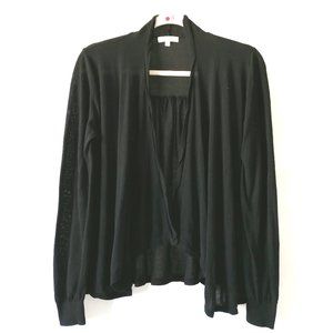 Jade Melody Tam Womens Black Long Sleeve Stretch Open Front Cardigan Size L
